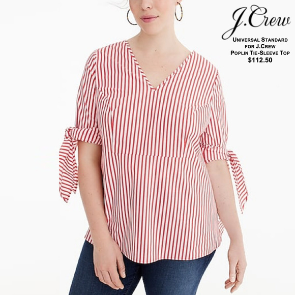 Universal Standard for J.Crew - Poplin Tie-Sleeve - Picture 2 of 6